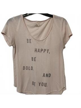 Hollister Vintage Women Blush Be Happy Be You Scoop Neck Graphic T-Shirt Medium